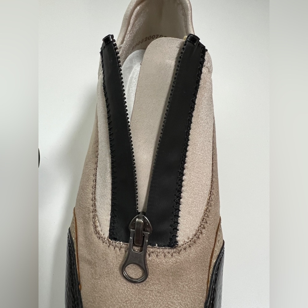 Remonte Soft Wedge Sneakers Front Zip Black Patent Beige Suede Size 36 US 6 - Picture 10 of 16